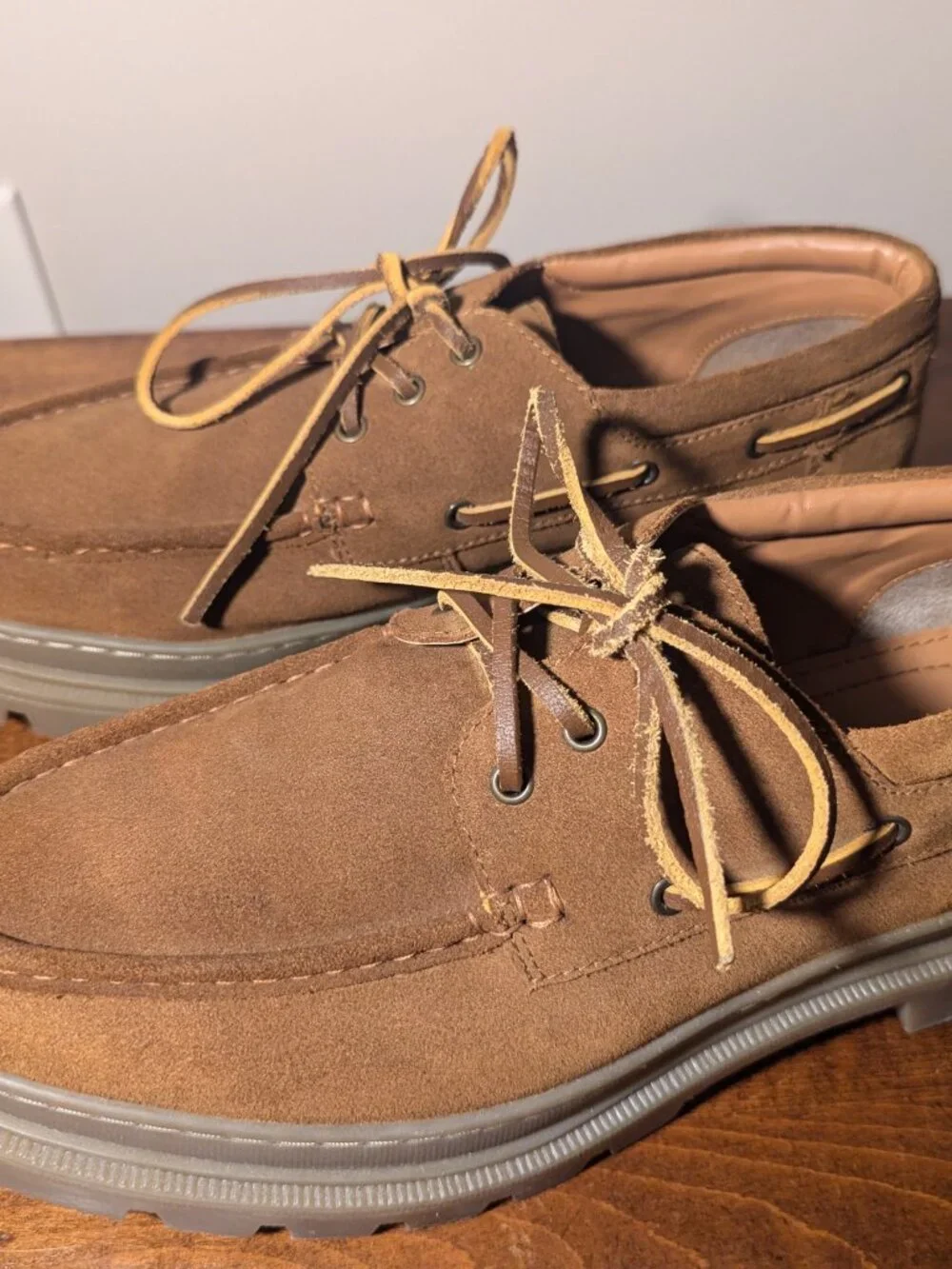 EUC Lugged Boat Shoe Camp Moccasin Snuff Brown Suede Men's US 11 UK 10 EU 44.5